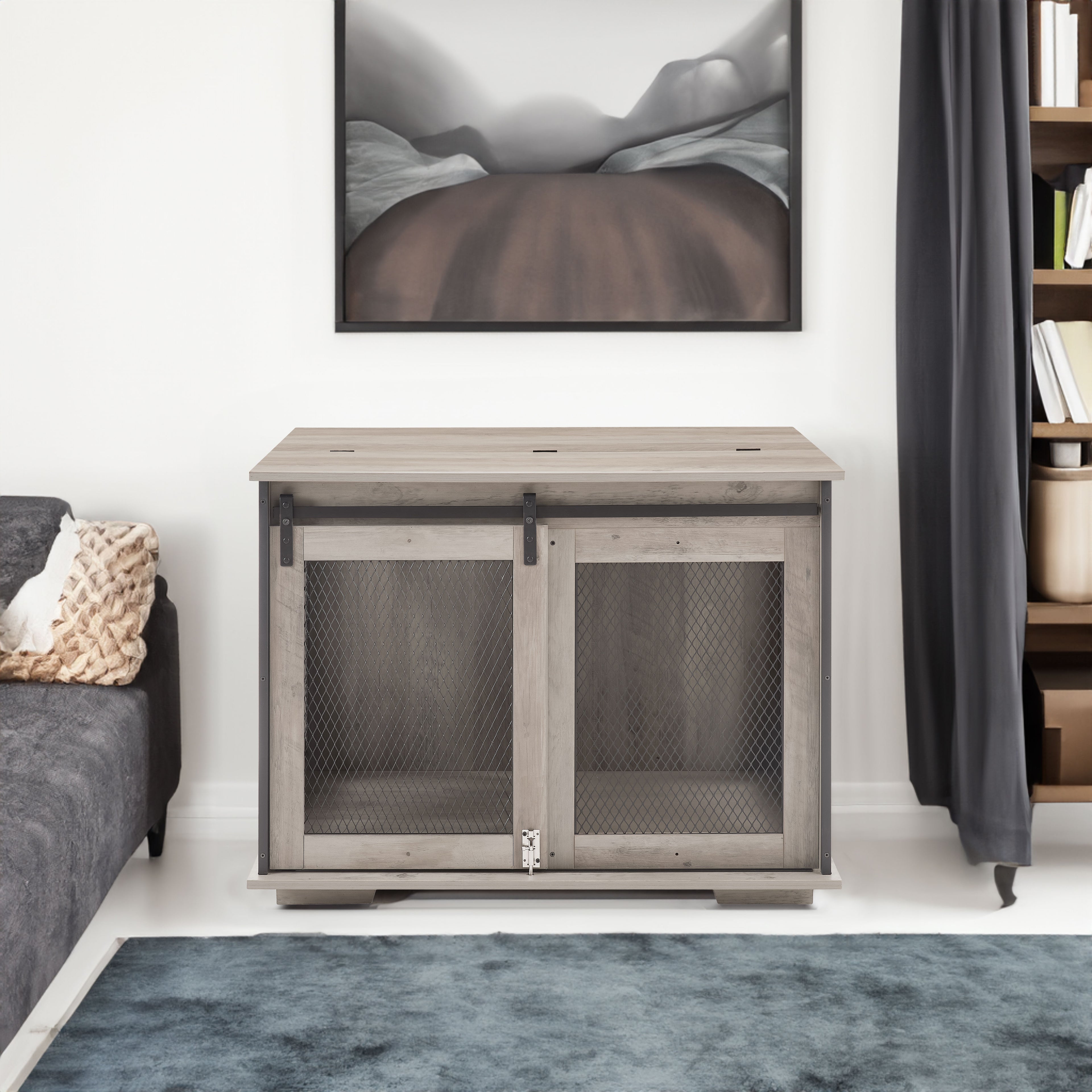 Farmhouse Wooden Dog Crate Furniture