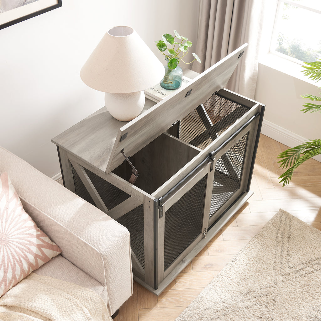 Farmhouse Wooden Dog Crate Furniture