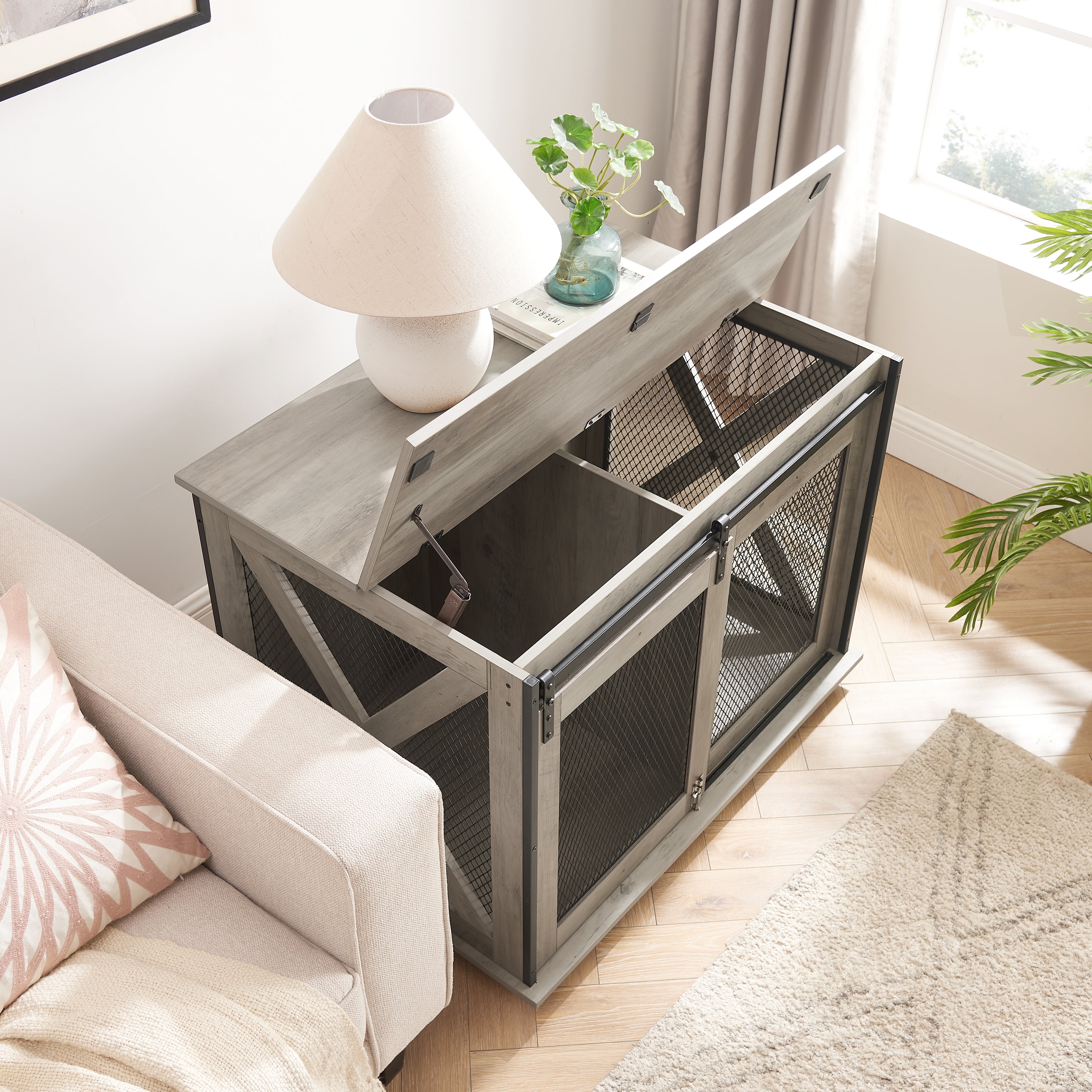 Farmhouse Wooden Dog Crate Furniture