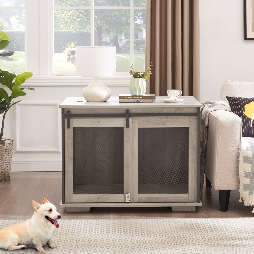 Farmhouse Wooden Dog Crate Furniture