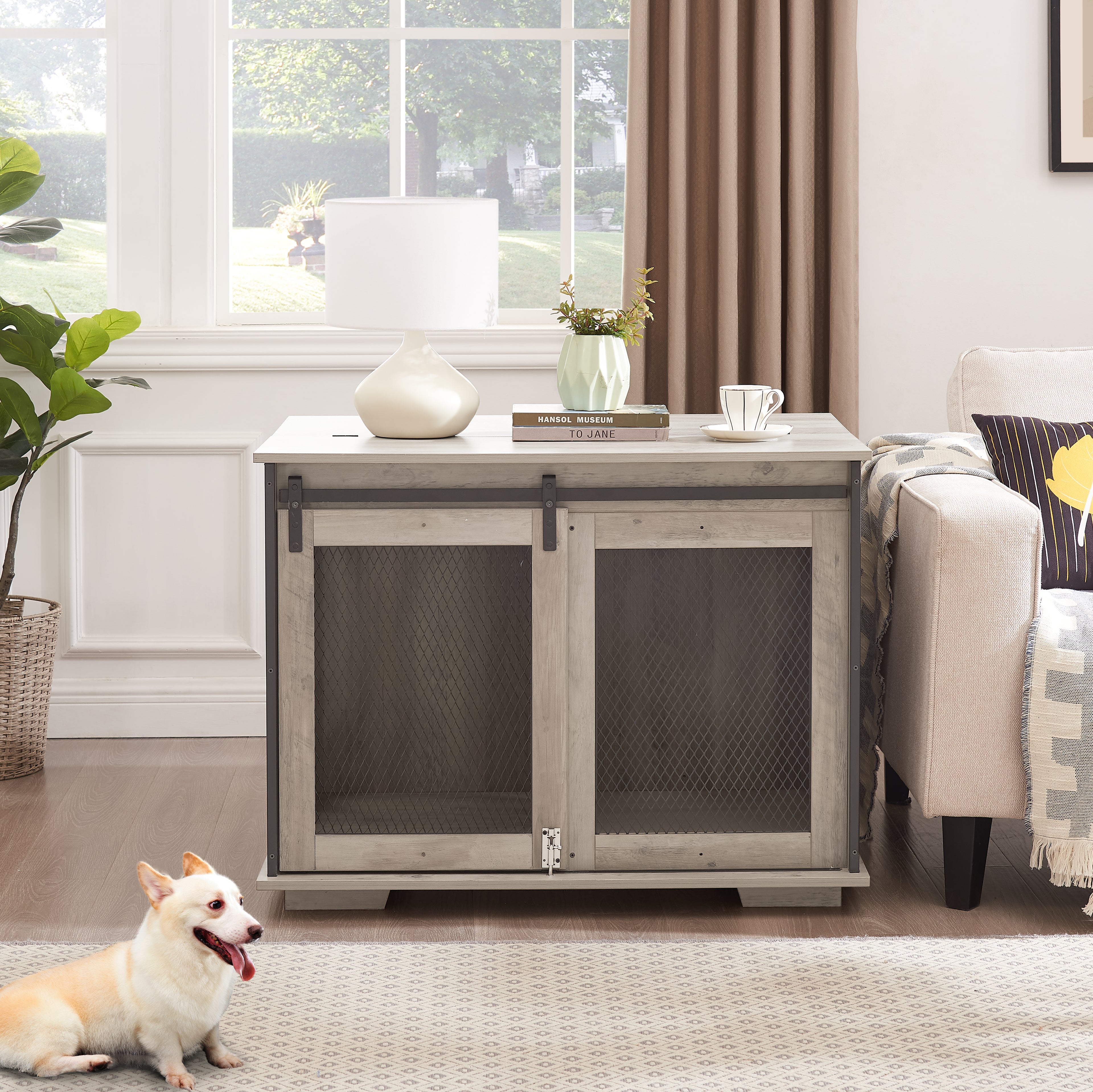 Farmhouse Wooden Dog Crate Furniture