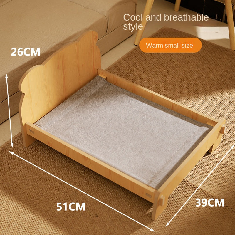 Wooden Cat Bed with Cozy Removable Cushion
