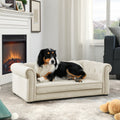 Elegant Beige Elevated Dog Sofa Bed for Medium & Large Dogs