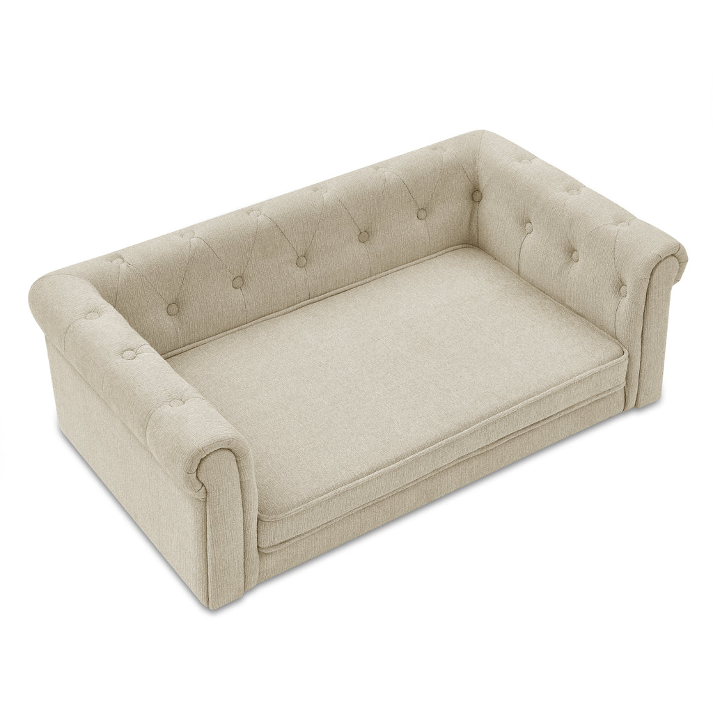 Elegant Beige Elevated Dog Sofa Bed for Medium & Large Dogs