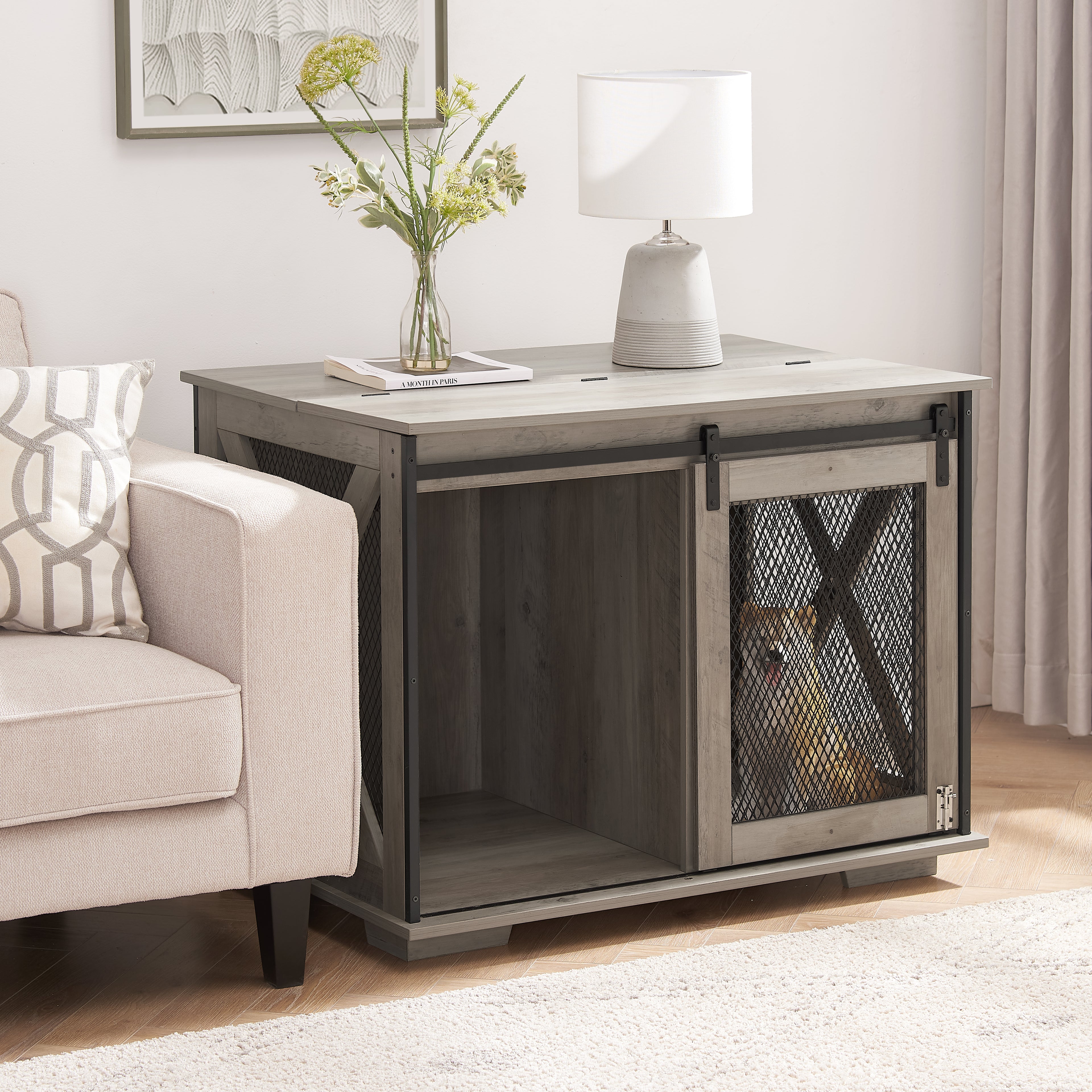 Farmhouse Wooden Dog Crate Furniture