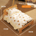 Wooden Cat Bed with Cozy Removable Cushion