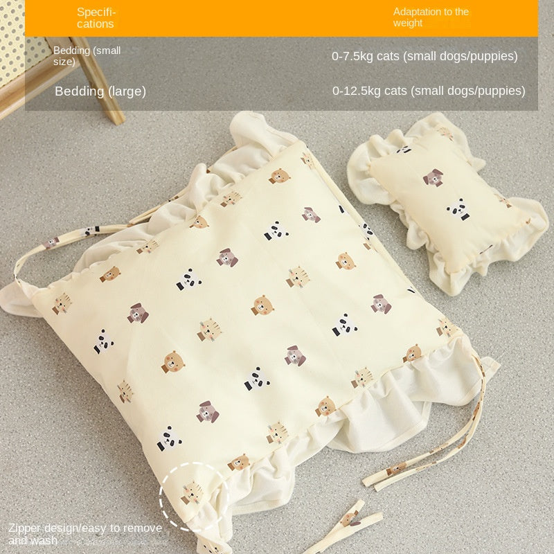 Wooden Cat Bed with Cozy Removable Cushion