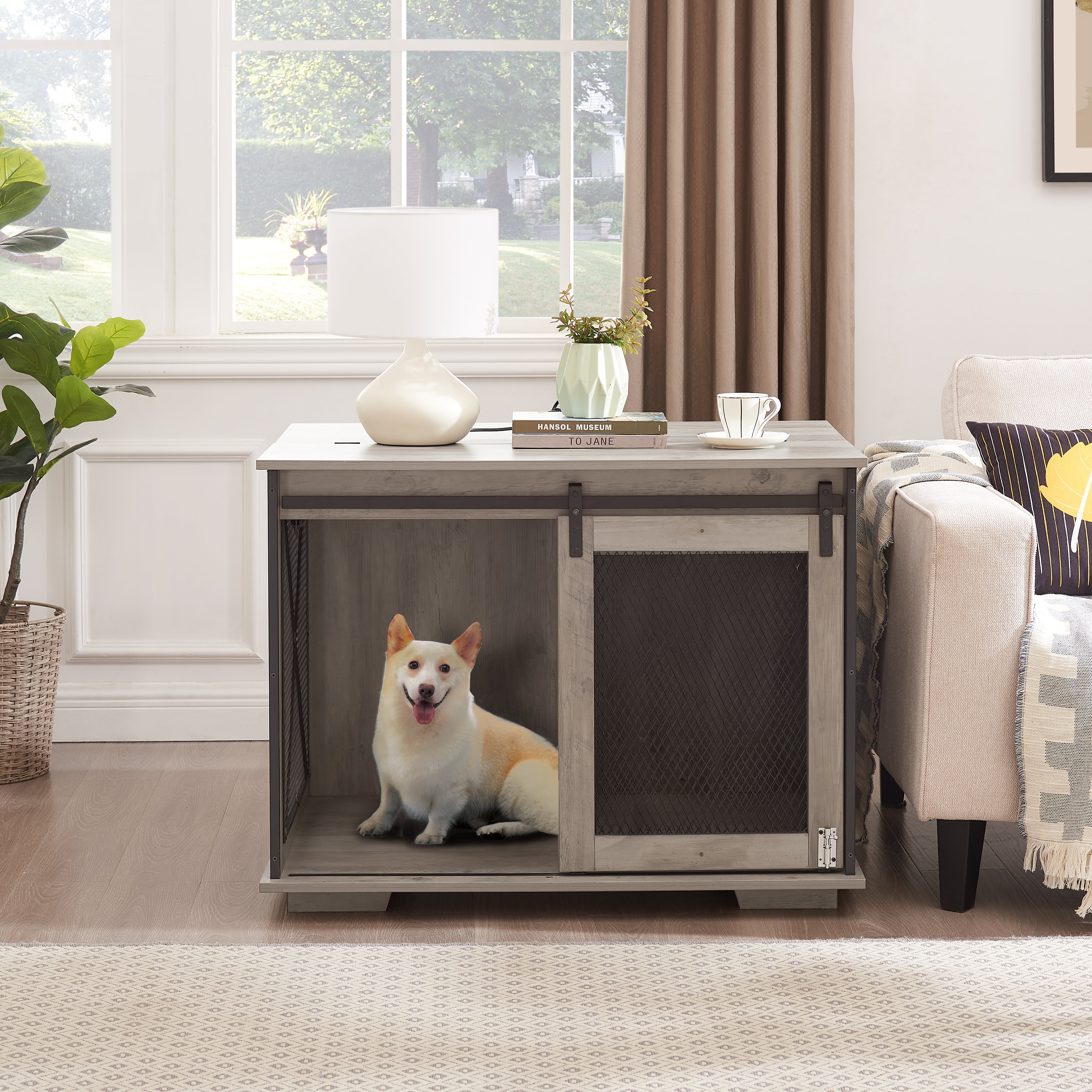 Farmhouse Wooden Dog Crate Furniture