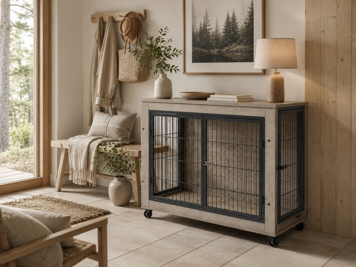 The Grey Dog Crate On Wheels