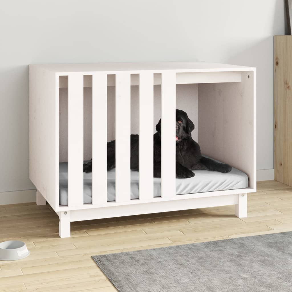 Vidaxl dog kennel 90x60x67 cm solid pine wood white