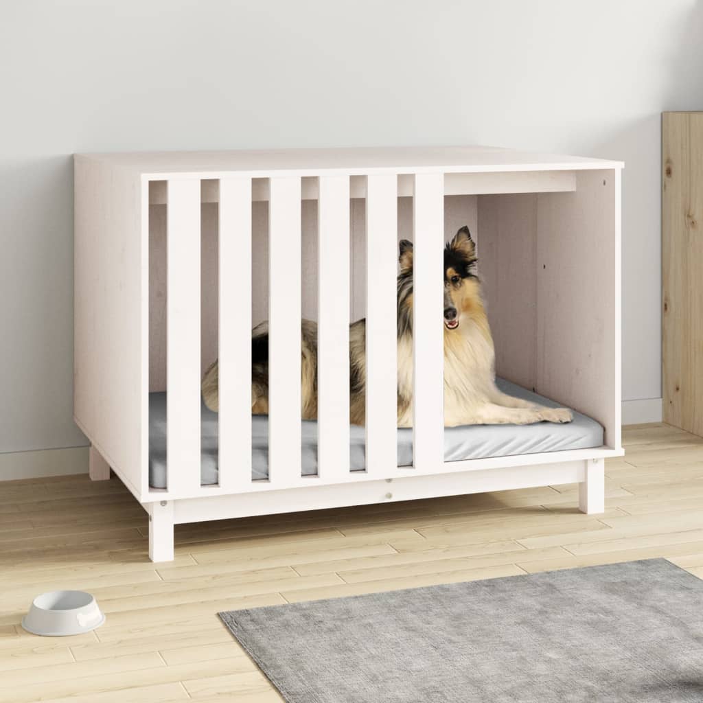 Vidaxl dog kennel 100x70x72 cm solid pine wood white