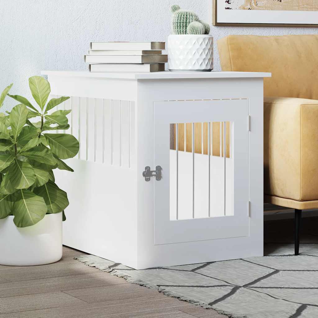 Vidaxxl dog crate 55x75x65 cm engineered wood white