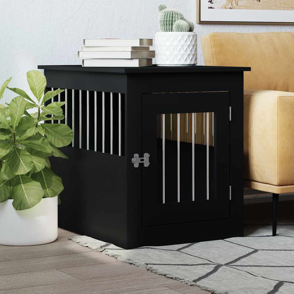 Vidaxxl dog crate 55x75x65 cm finished wood black