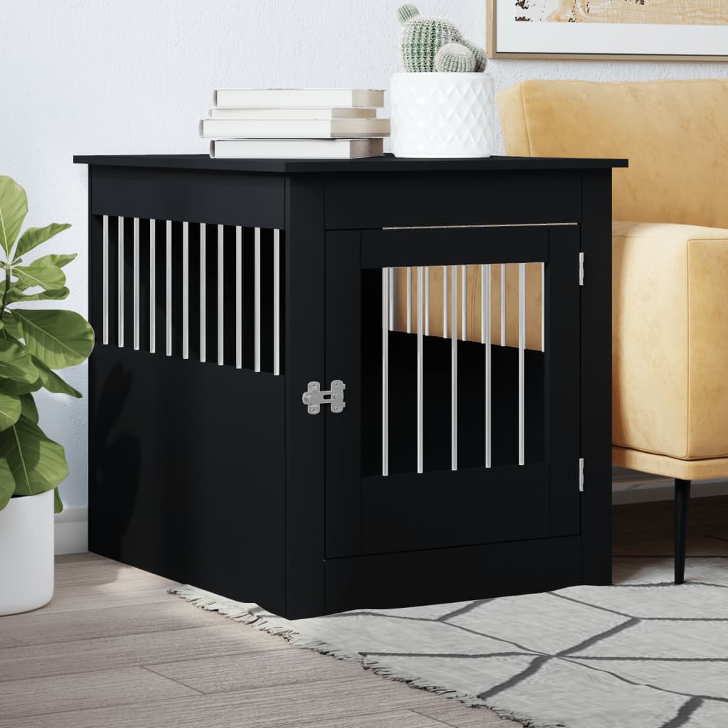 Vidaxxl dog crate 64.5x80x71 cm finished wood black