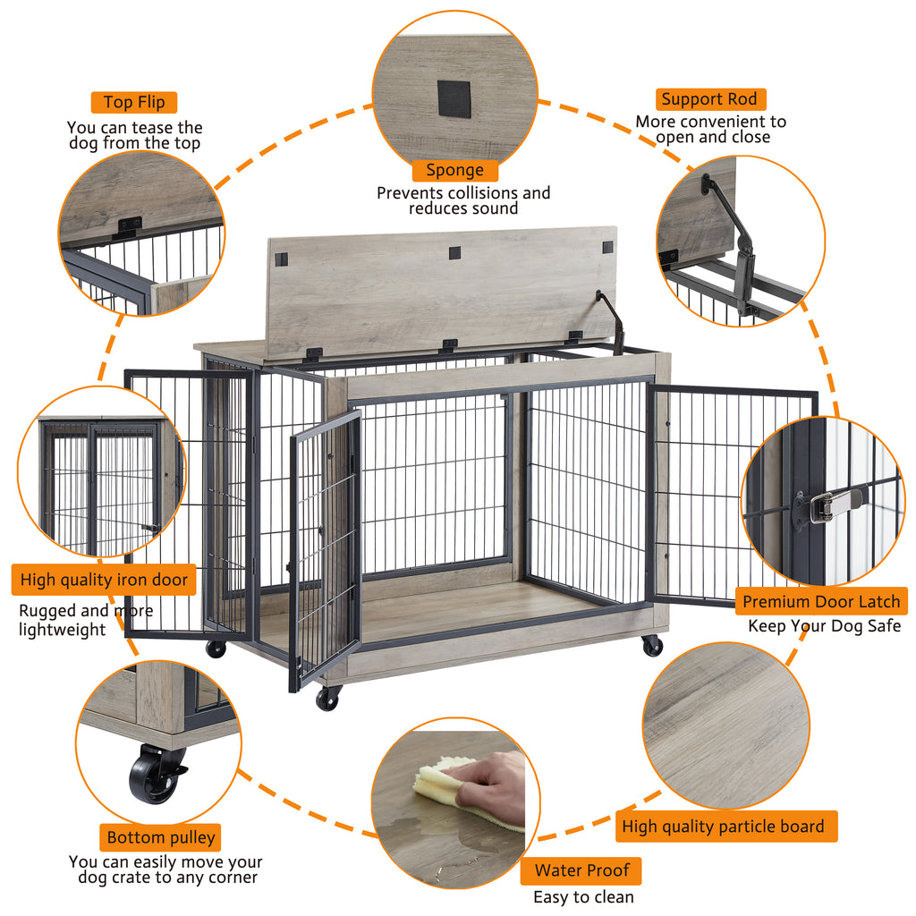 Wooden Dog Crate Side Table