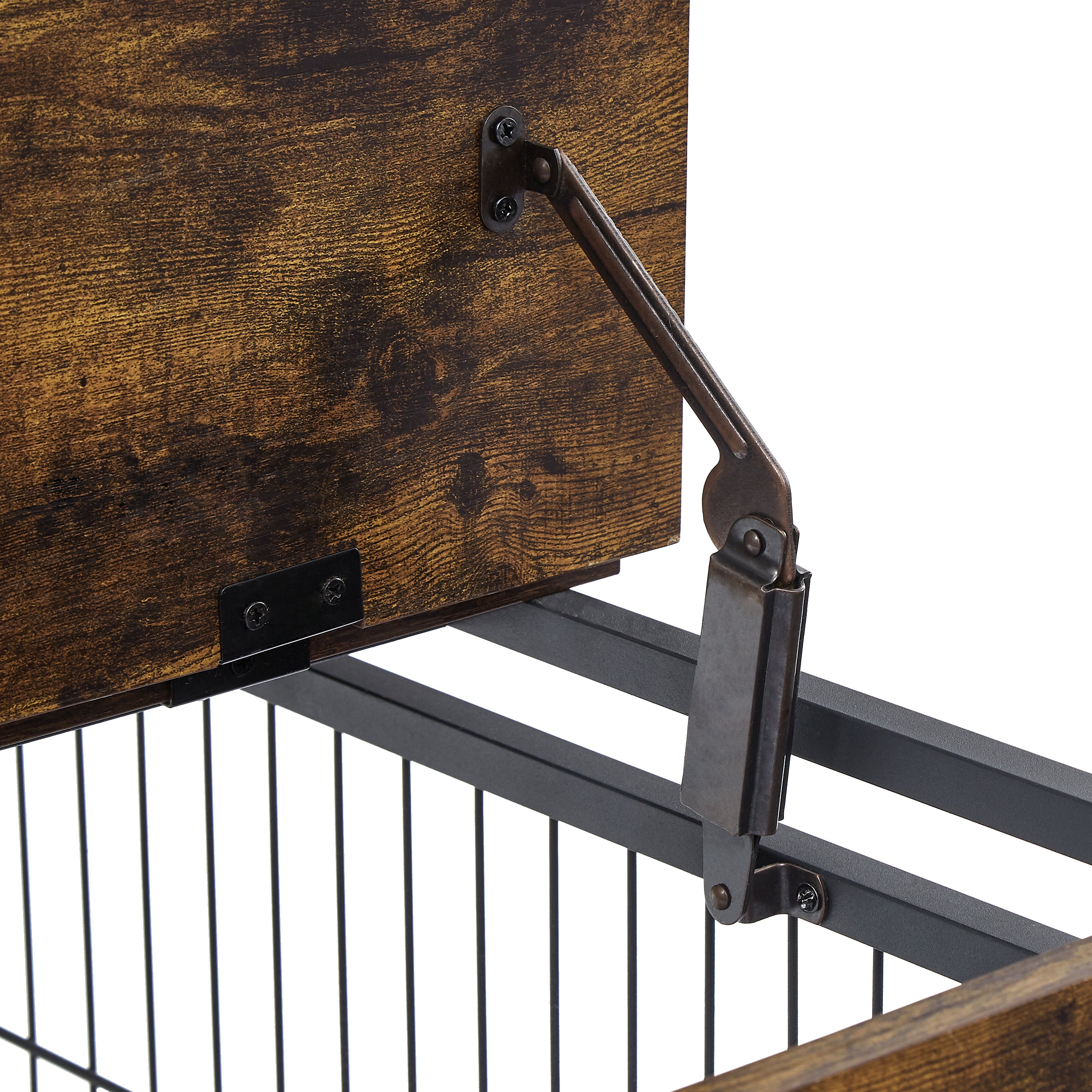 Rustic Brown Furniture Style Dog Crate with Wheels