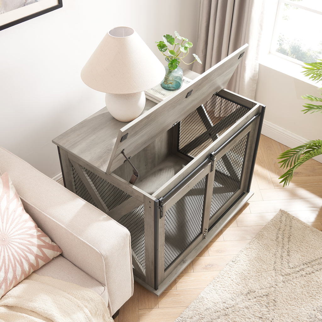 Farmhouse Wooden Dog Crate Furniture