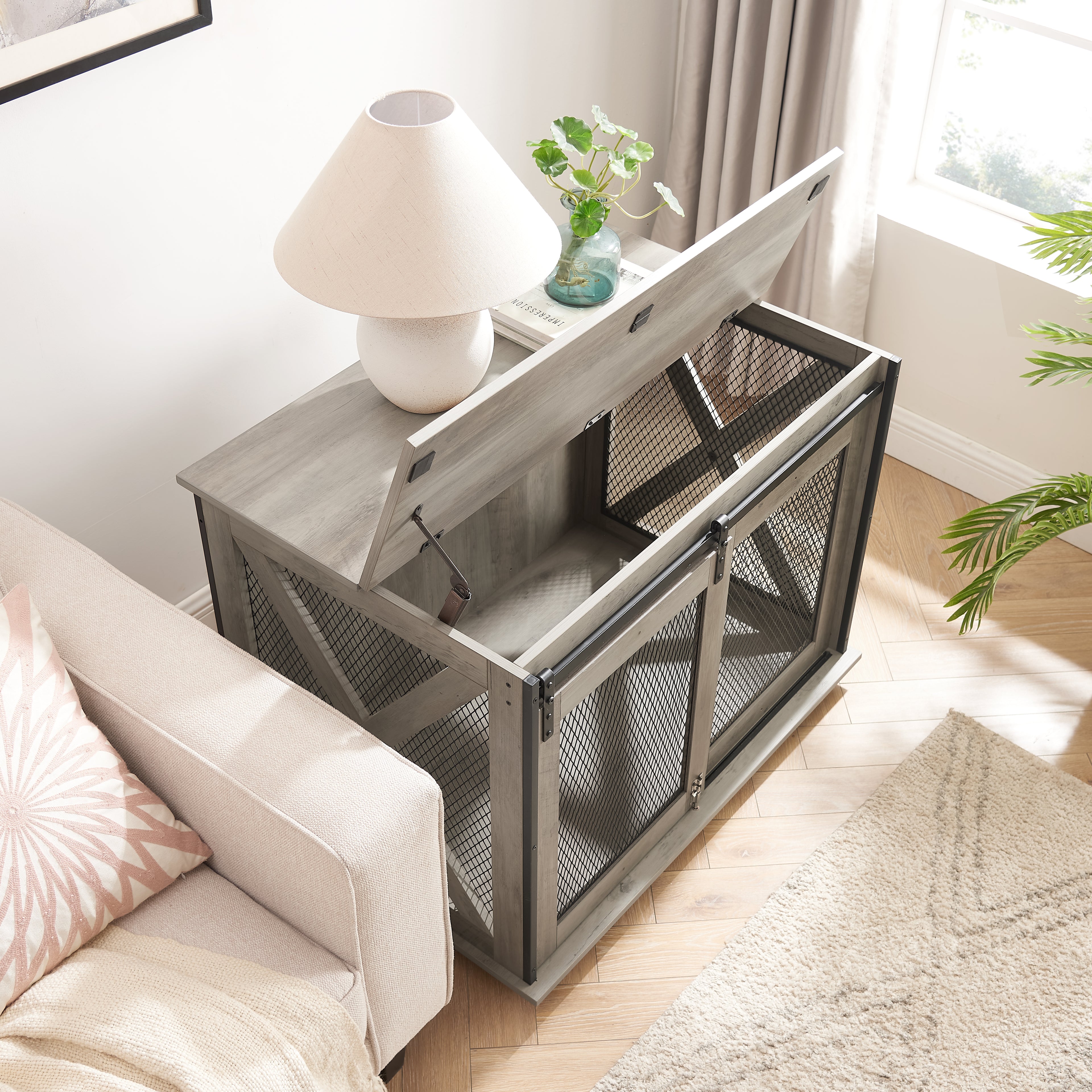 Farmhouse Wooden Dog Crate Furniture