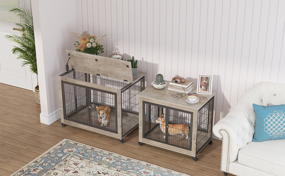Wooden Dog Crate Side Table