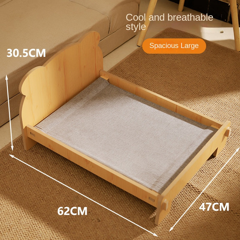 Wooden Cat Bed with Cozy Removable Cushion