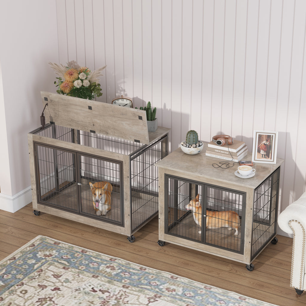 Wooden Dog Crate Side Table