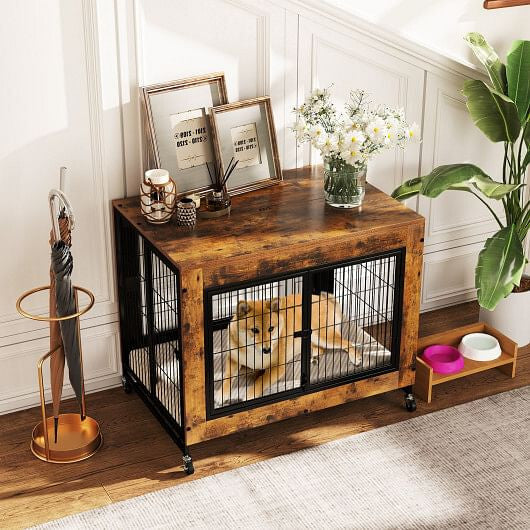 Industrial Dog Kennel with Flip-up Top 3 Lockable Doors and Removable Tray