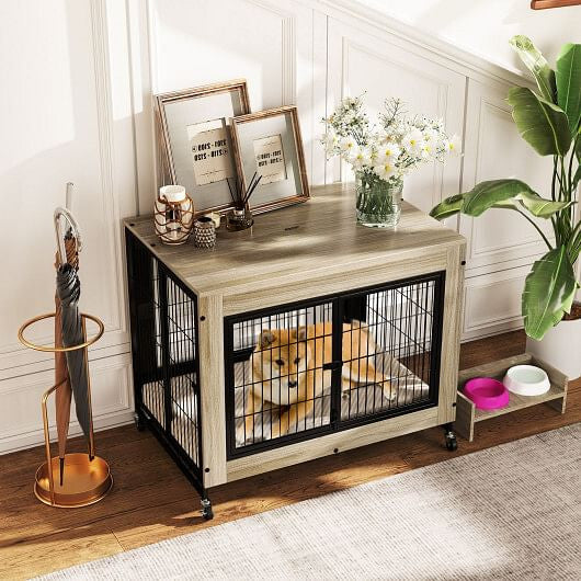 Industrial Dog Kennel with Flip-up Top 3 Lockable Doors and Removable Tray